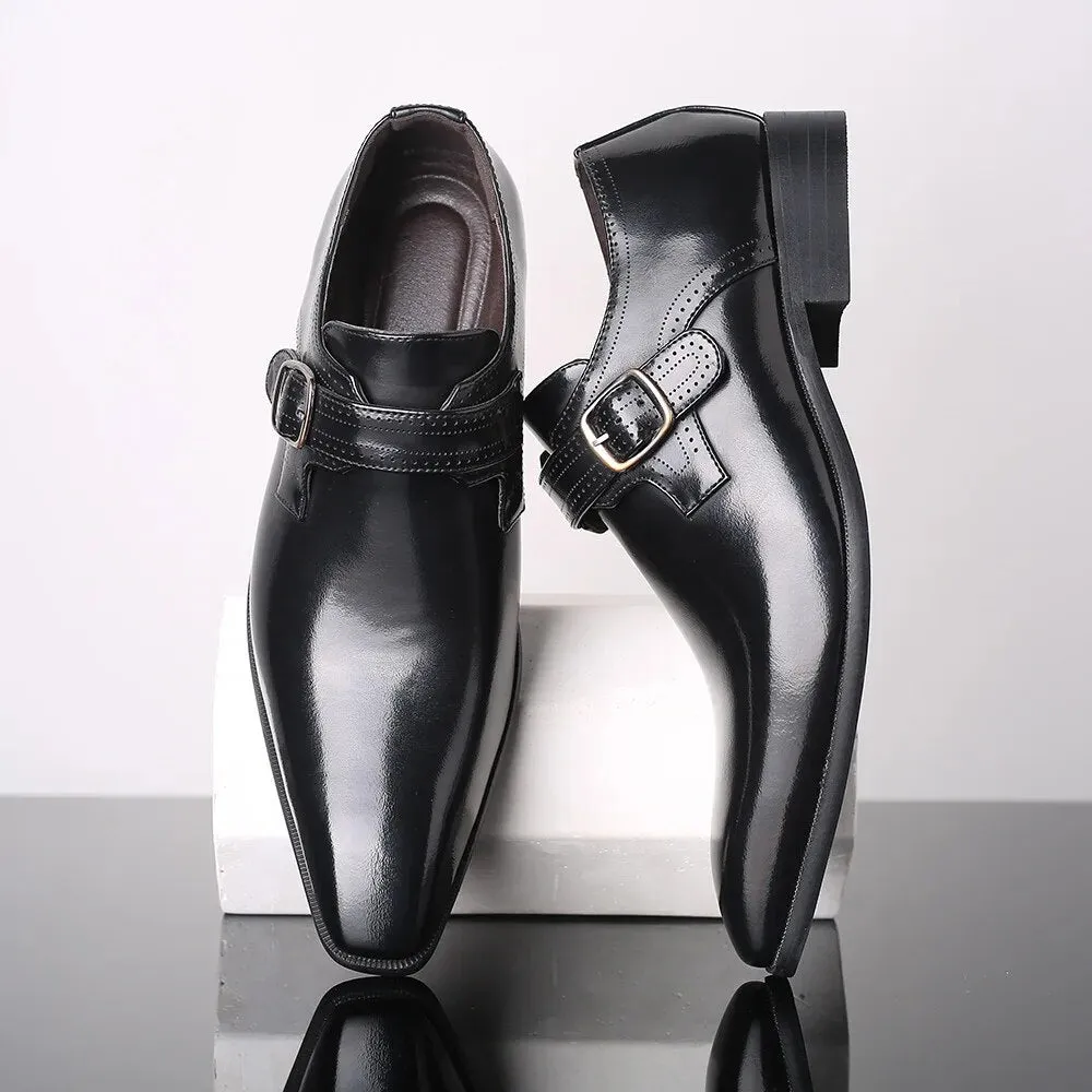 Fashion Vintage Buckle Derby Shoes Faux Leather Men's Shoe
