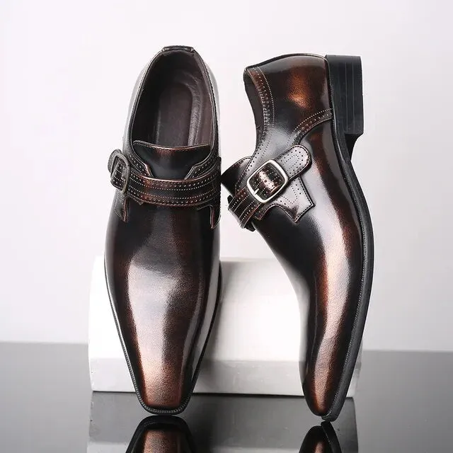 Fashion Vintage Buckle Derby Shoes Faux Leather Men's Shoe