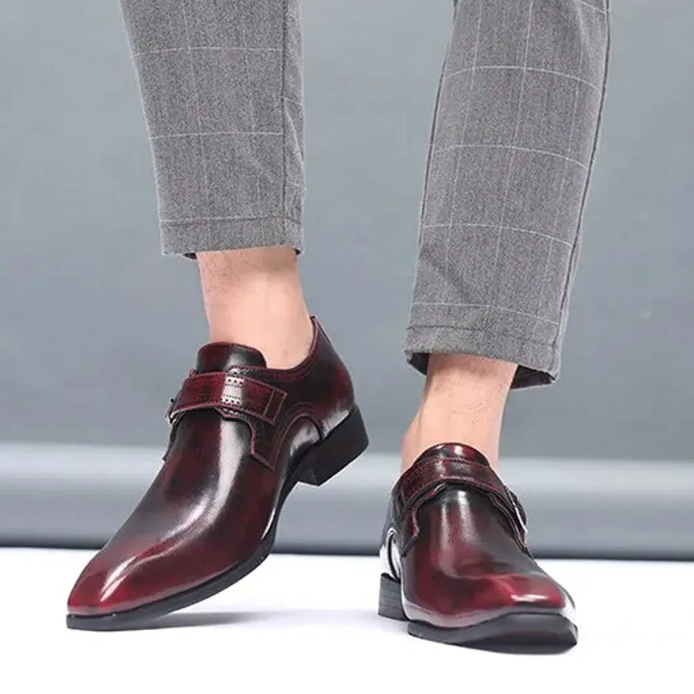 Fashion Vintage Buckle Derby Shoes Faux Leather Men's Shoe