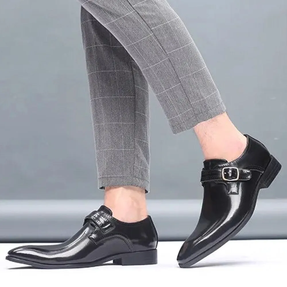 Fashion Vintage Buckle Derby Shoes Faux Leather Men's Shoe