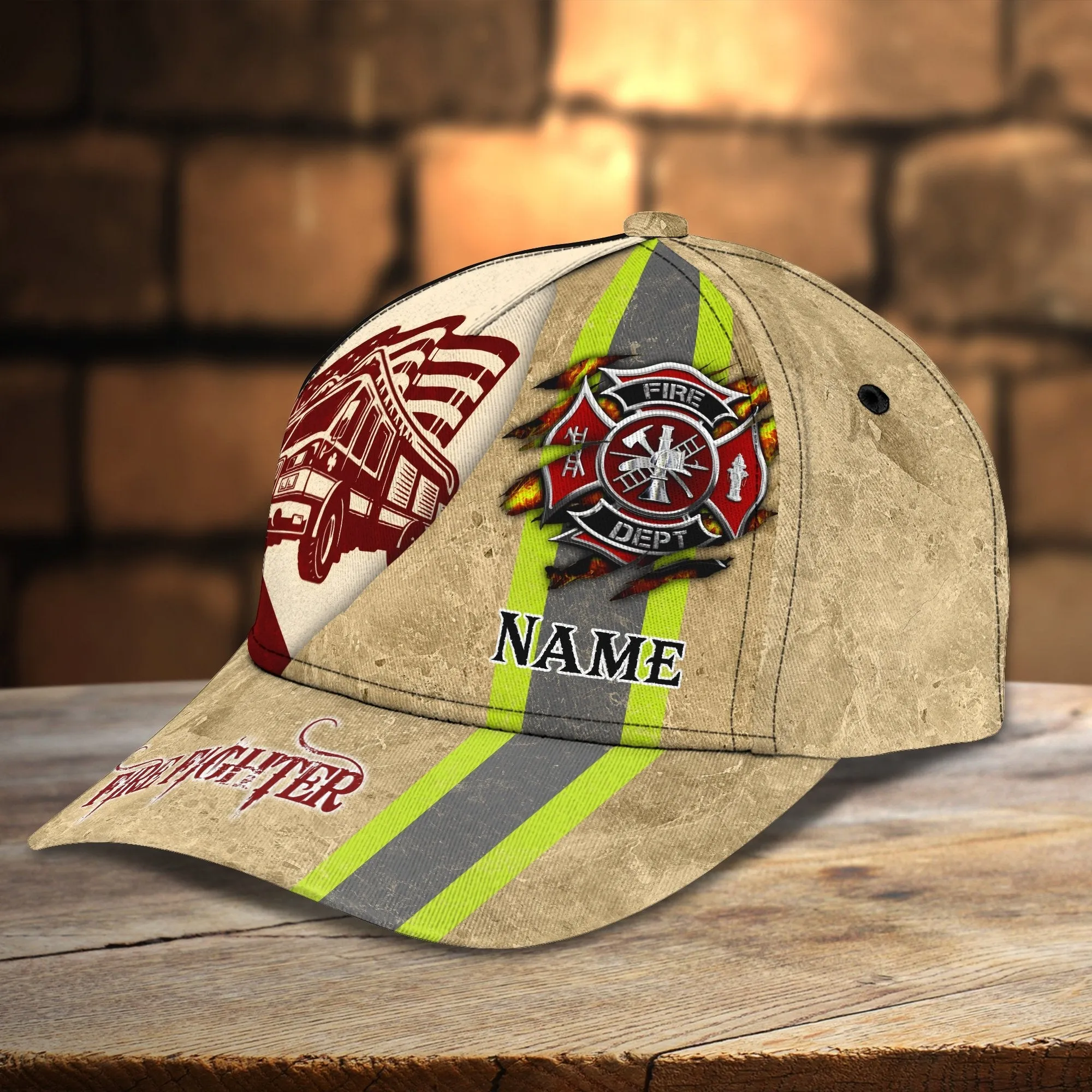 Firefighter 3 - Personalized Name Cap - Nvc97