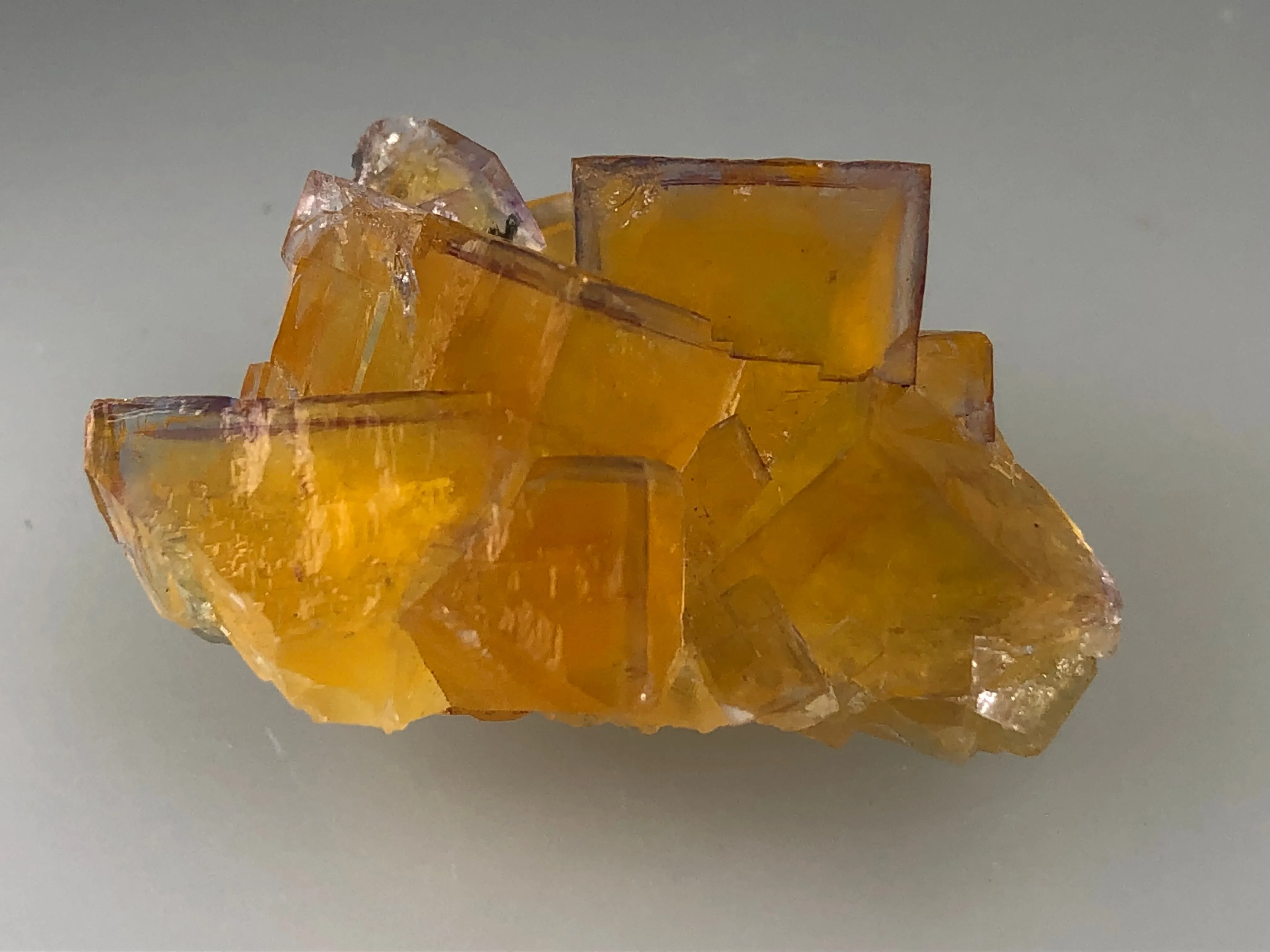 Fluorite, Bethel Level, M. F. Oxford No. 7 Mine attr., Ozark-Mahoning Company, Cave-in-Rock District, Southern Illinois, Mined c. 1970’s, ex. Roy Smith Collection, Miniature, 1.5 x 2.3 x 3.8 cm, $150. Online Nov. 21.