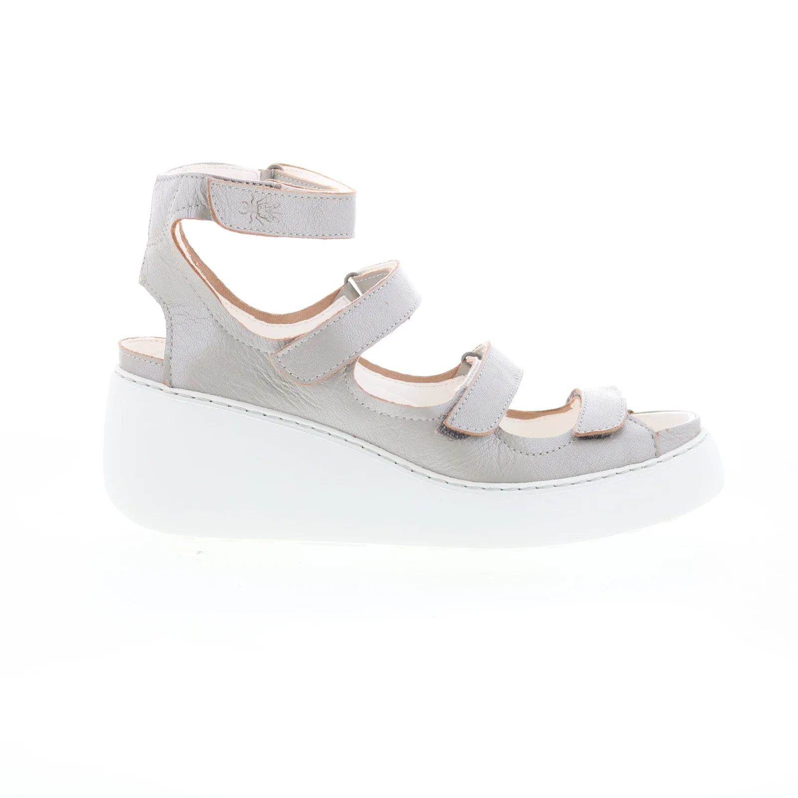 Fly London Drop DROP521FLY-004 Womens Silver Leather Strap Sandals Shoes