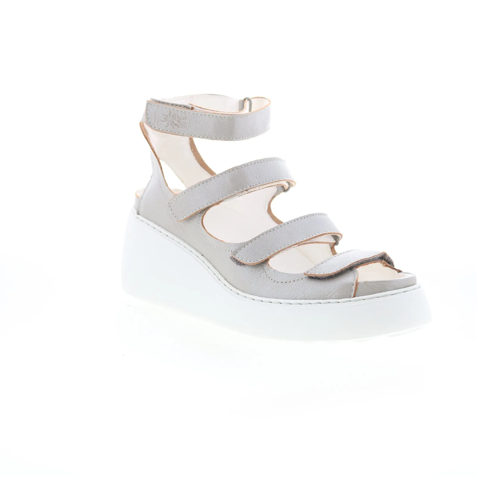 Fly London Drop DROP521FLY-004 Womens Silver Leather Strap Sandals Shoes