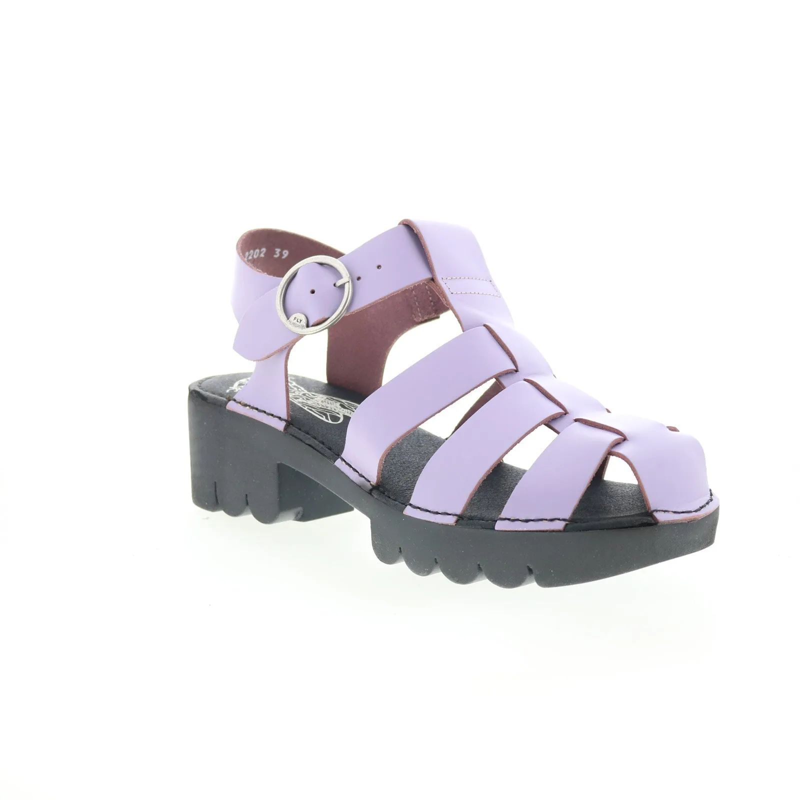 Fly London Emme EMME511FLY-006 Womens Purple Leather Heeled Sandals Shoes