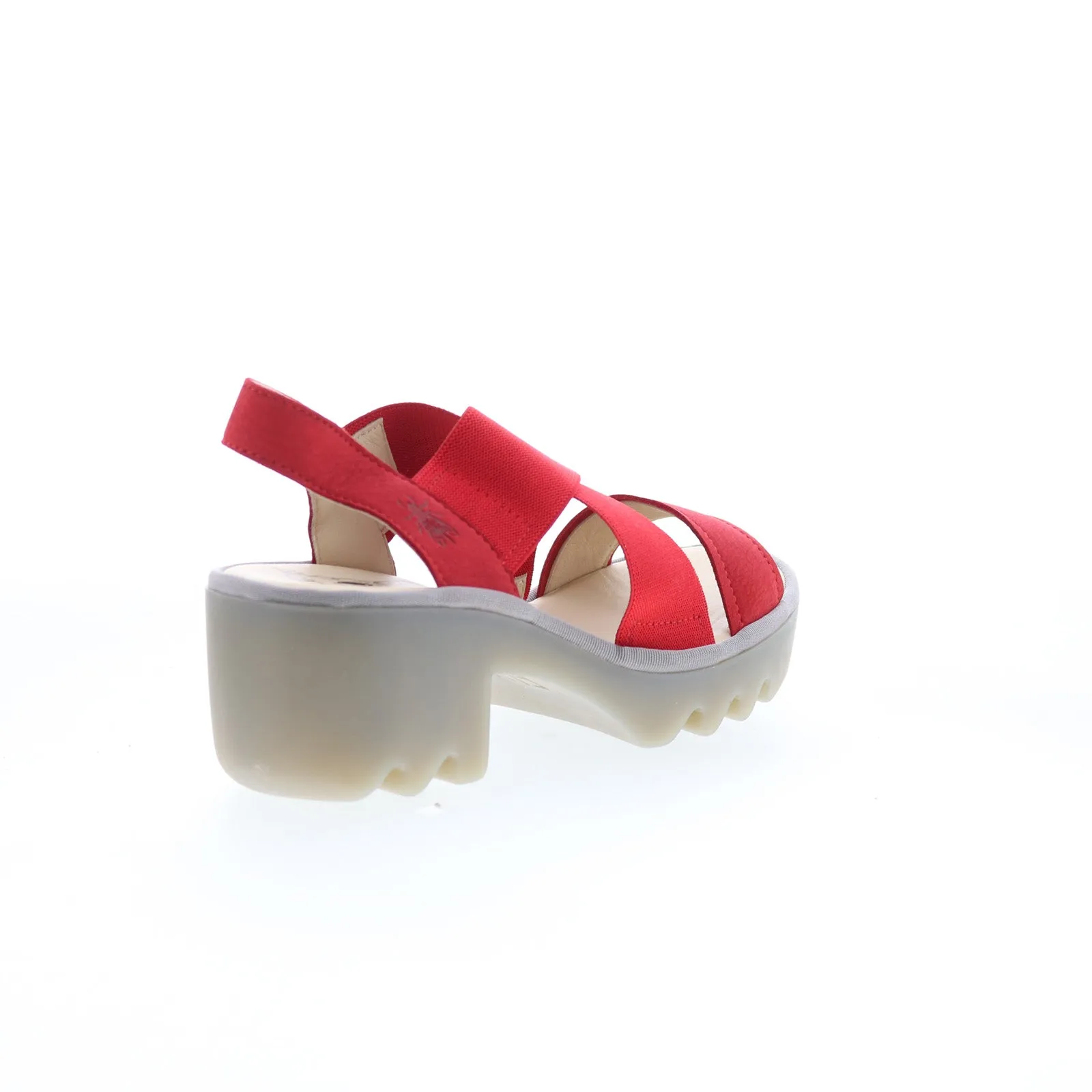 Fly London Taji TAJI502FLY-005 Womens Red Leather Heeled Sandals Shoes