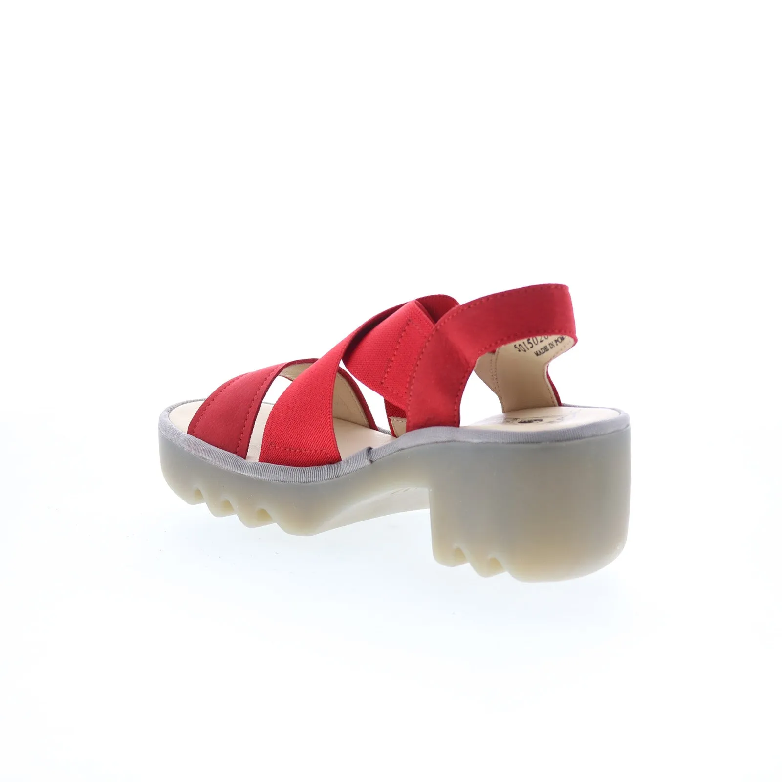 Fly London Taji TAJI502FLY-005 Womens Red Leather Heeled Sandals Shoes