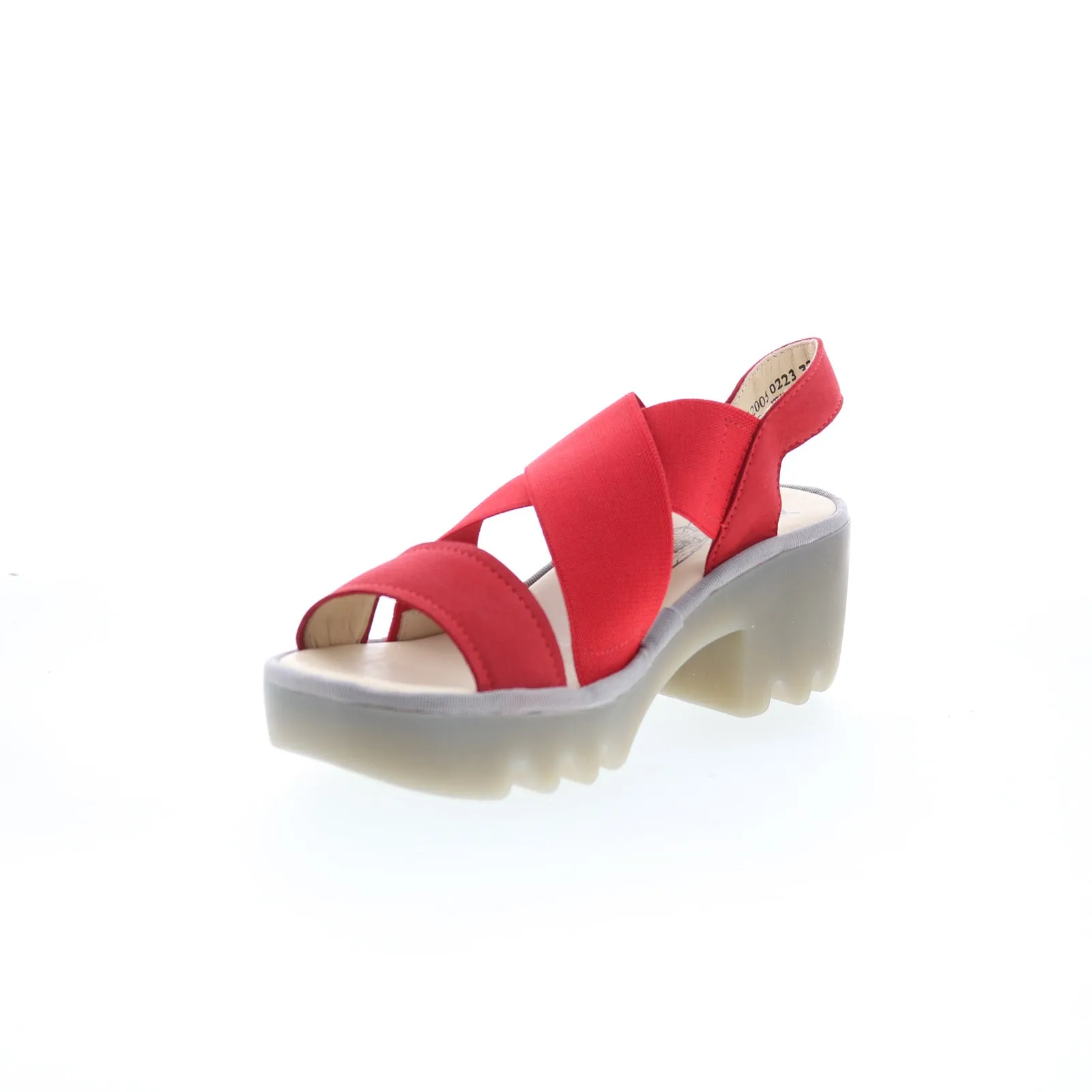 Fly London Taji TAJI502FLY-005 Womens Red Leather Heeled Sandals Shoes