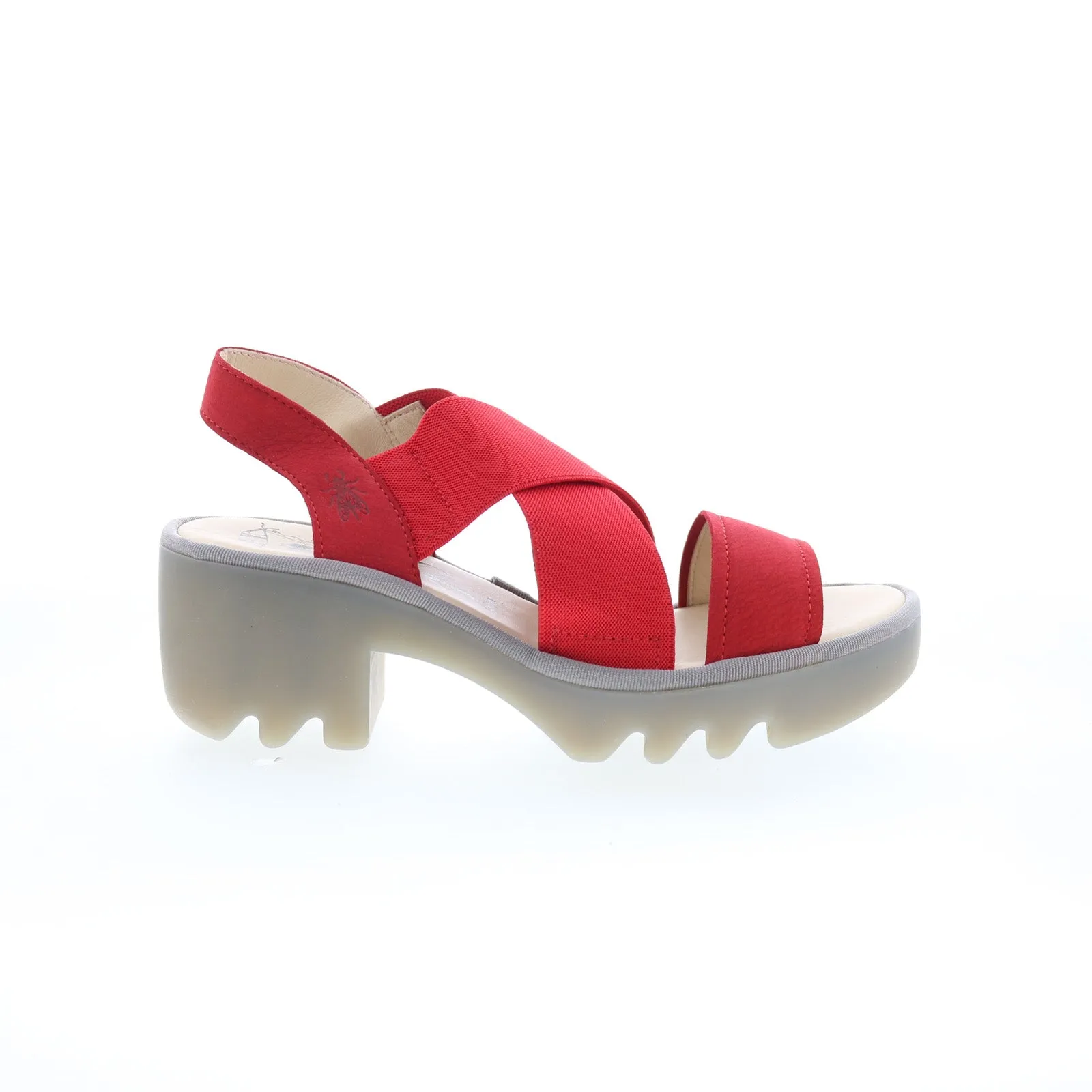 Fly London Taji TAJI502FLY-005 Womens Red Leather Heeled Sandals Shoes