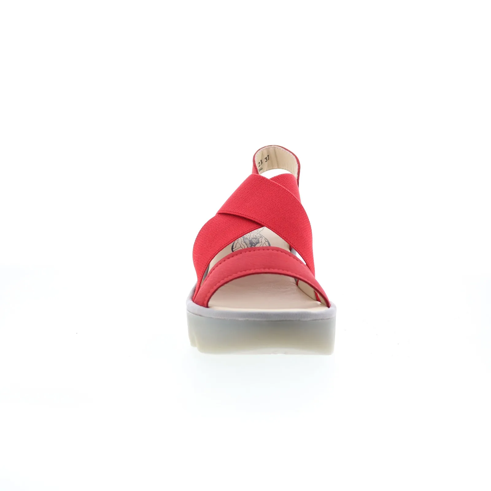 Fly London Taji TAJI502FLY-005 Womens Red Leather Heeled Sandals Shoes