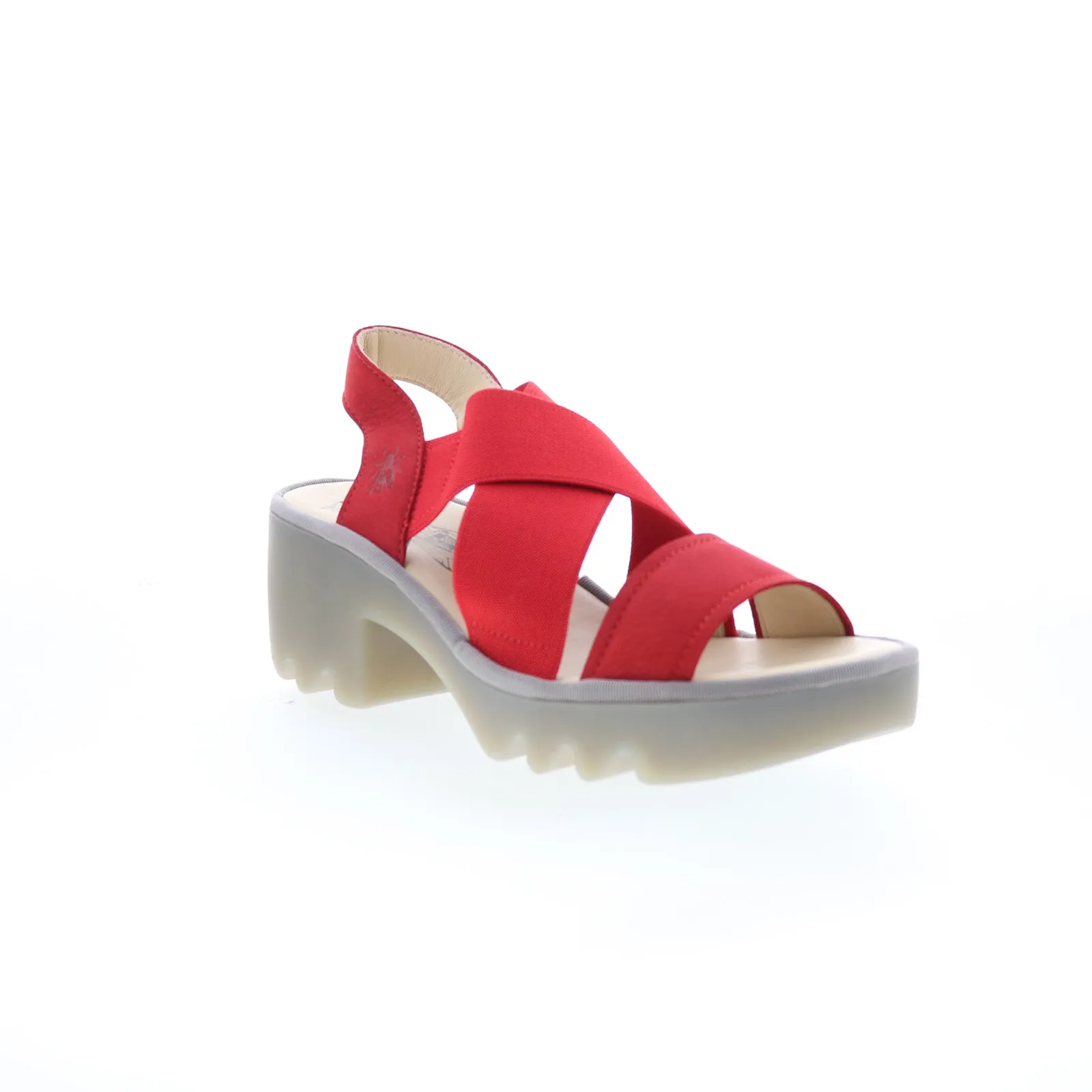 Fly London Taji TAJI502FLY-005 Womens Red Leather Heeled Sandals Shoes