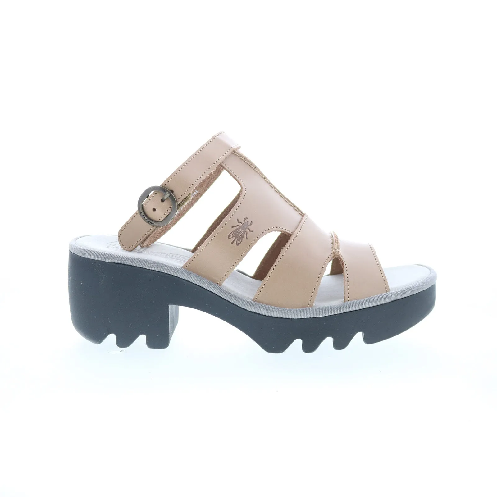 Fly London Tawi TAWI496FLY-002 Womens Beige Leather Heeled Sandals Shoes