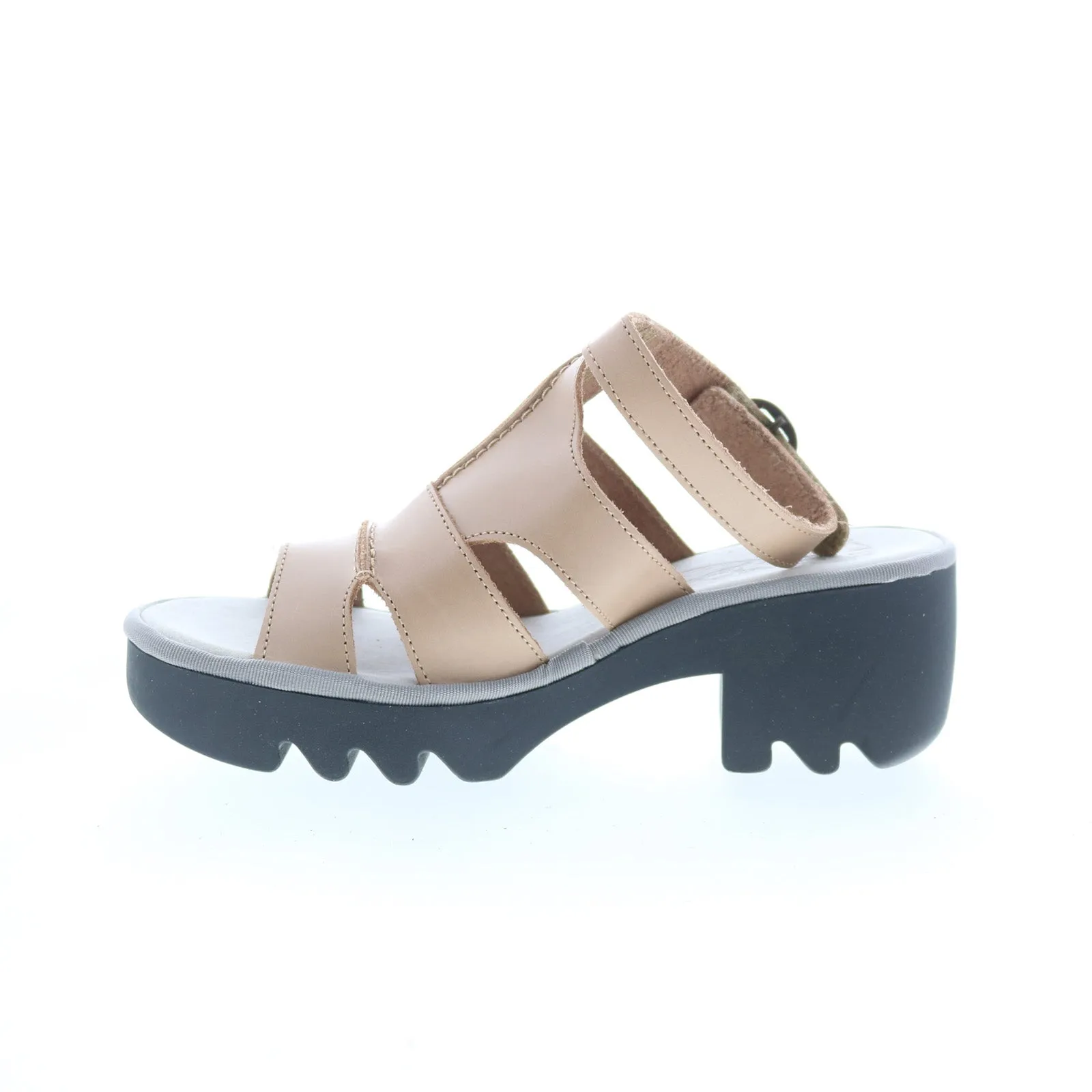 Fly London Tawi TAWI496FLY-002 Womens Beige Leather Heeled Sandals Shoes