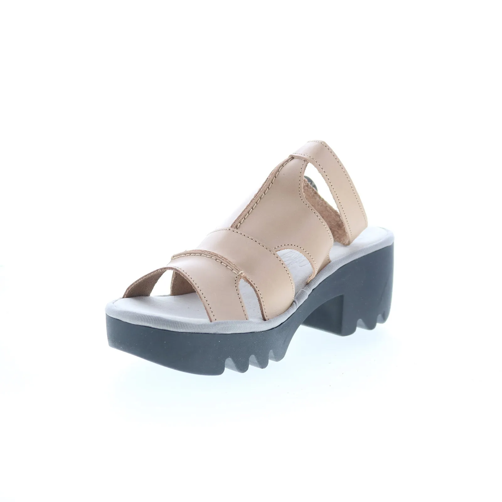 Fly London Tawi TAWI496FLY-002 Womens Beige Leather Heeled Sandals Shoes