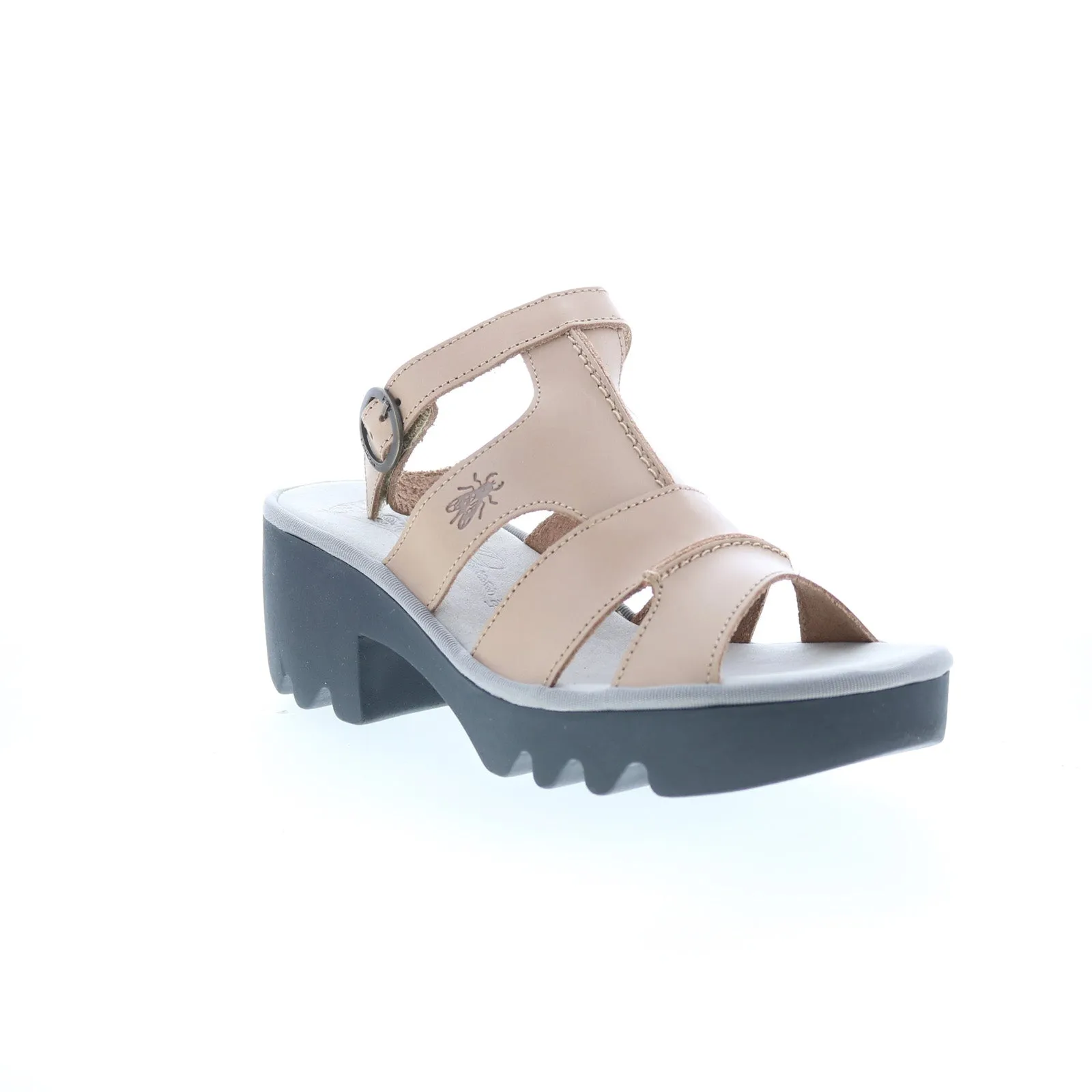Fly London Tawi TAWI496FLY-002 Womens Beige Leather Heeled Sandals Shoes