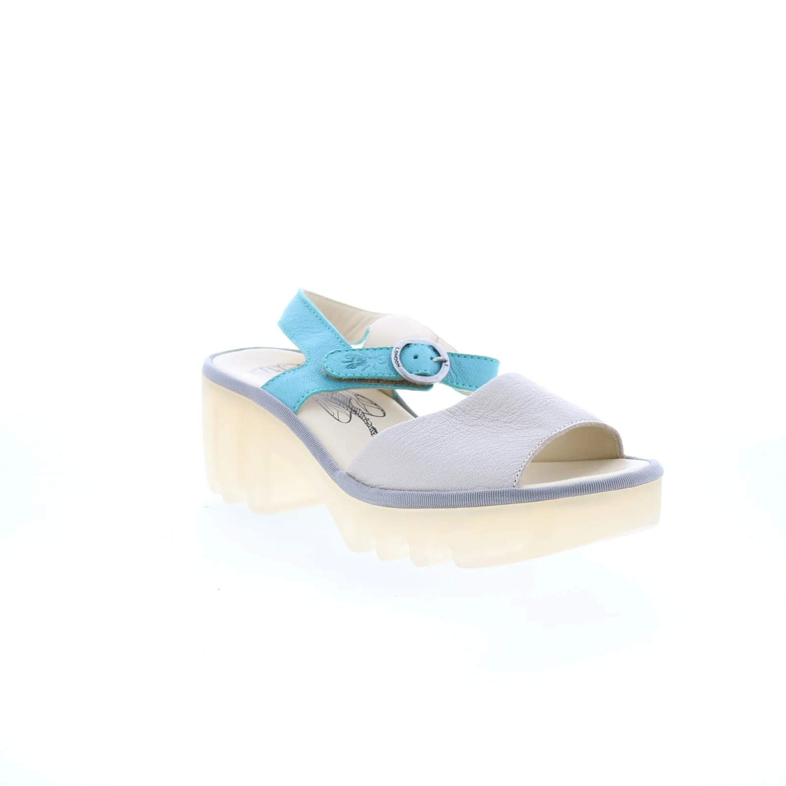 Fly London Tull TULL503FLY-003 Womens Gray Leather Heeled Sandals Shoes
