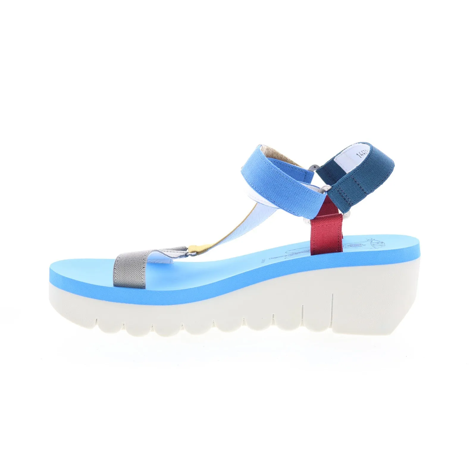 Fly London Yefa YEFA726FLY-004 Womens Blue Leather Platform Sandals Shoes