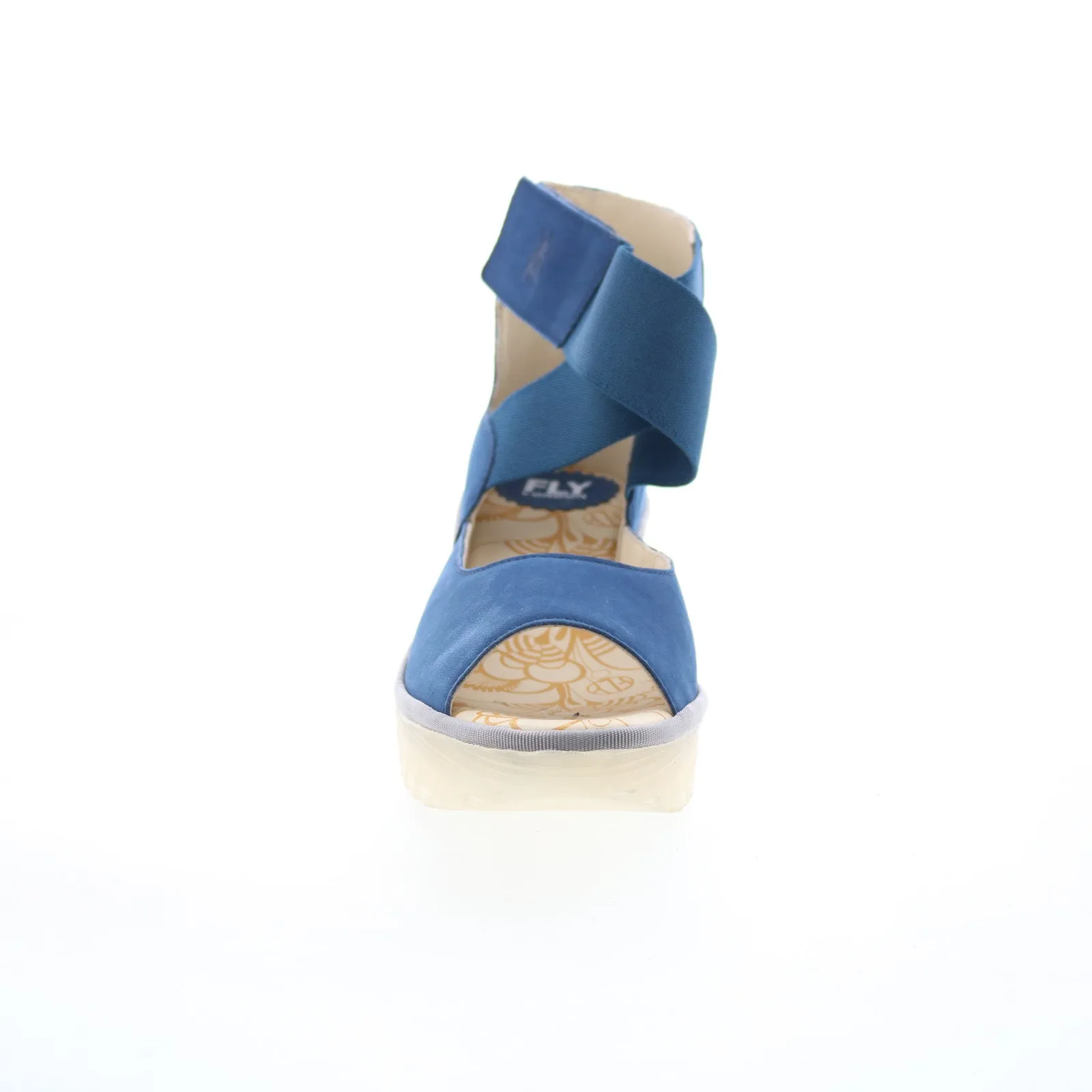 Fly London Yefi YEFI473FLY-004 Womens Blue Leather Wedges Sandals Shoes
