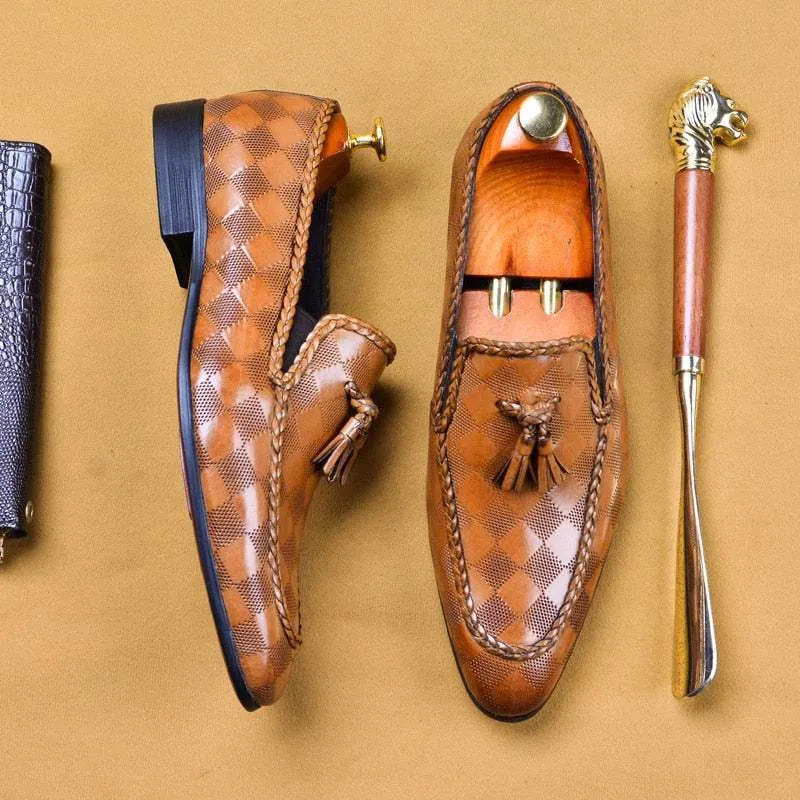 Formal Men's Shoes Genuine Leather Tassel Loafers Dress Shoes