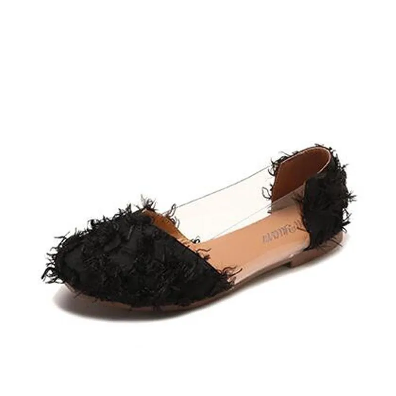 Fringe Frenzy Transparent Fashion Flats