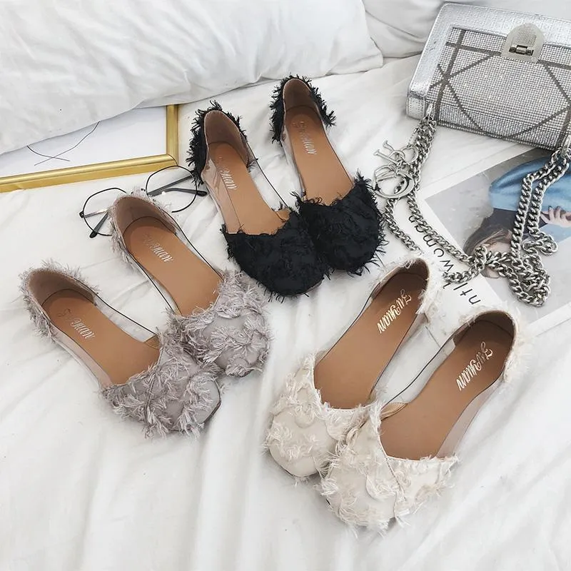 Fringe Frenzy Transparent Fashion Flats