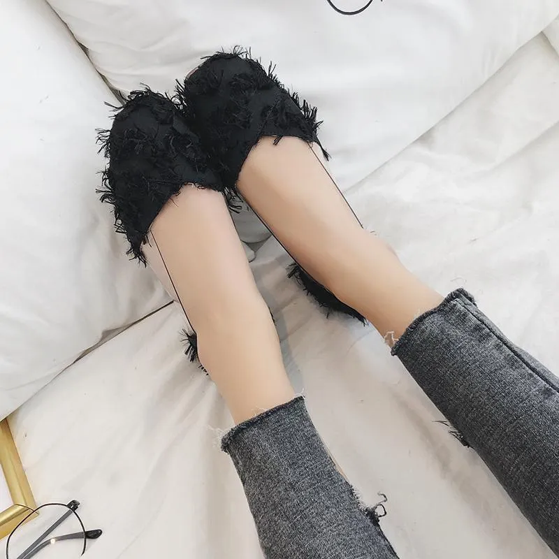 Fringe Frenzy Transparent Fashion Flats