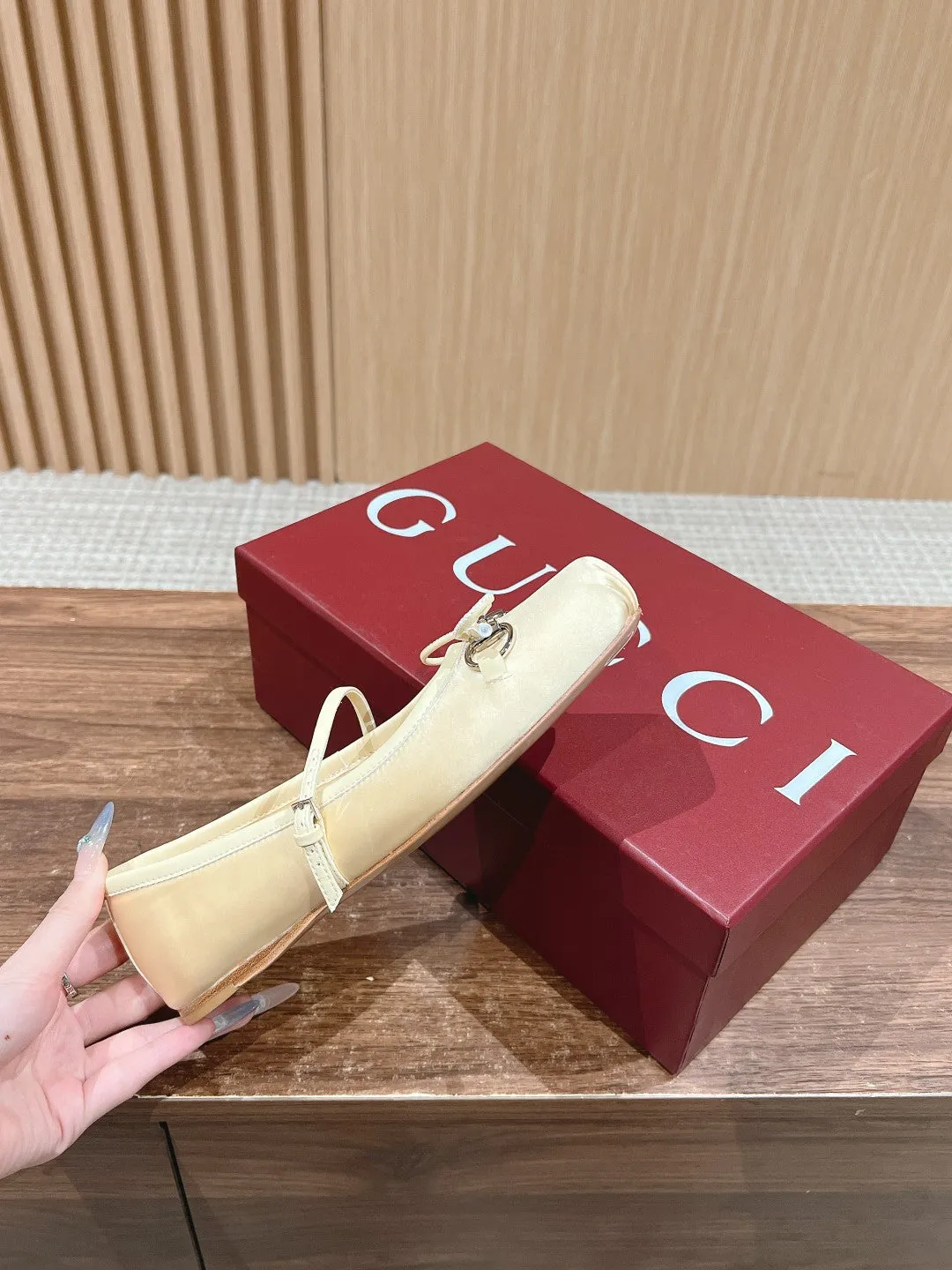 GC Silk fabric Early Spring Resort Series Horsebit Ballet Flats