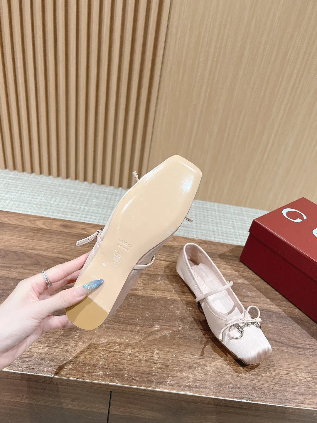 GC Silk fabric Early Spring Resort Series Horsebit Ballet Flats