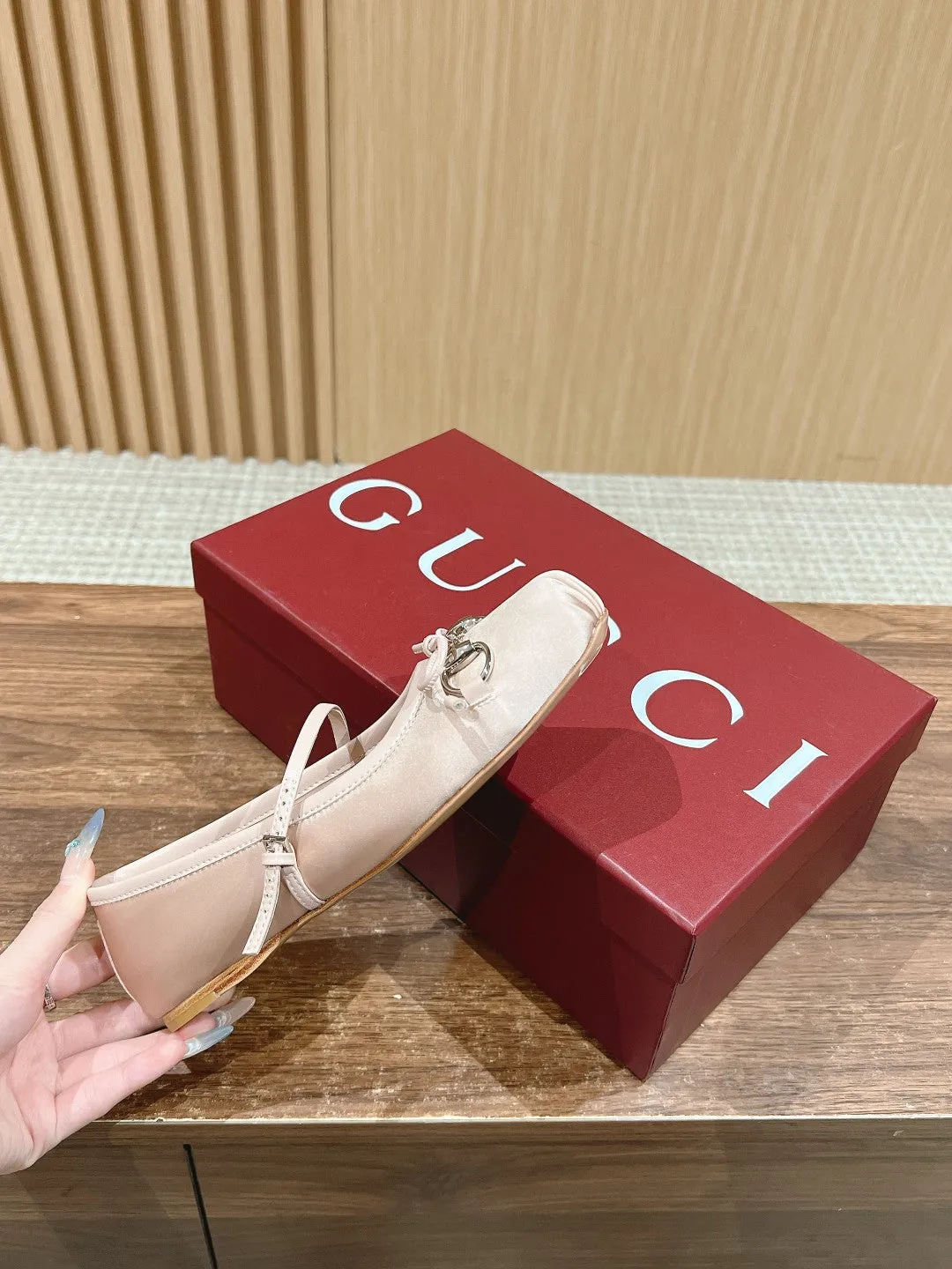 GC Silk fabric Early Spring Resort Series Horsebit Ballet Flats