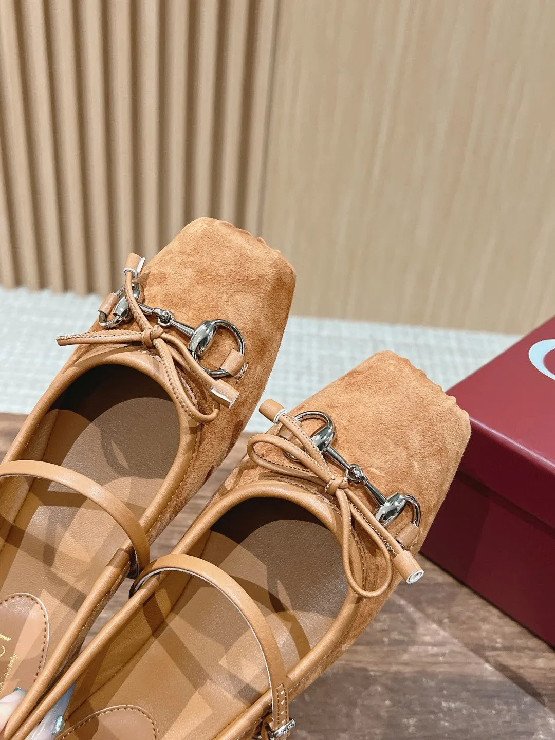 GC Suede fabric Early Spring Resort Series Horsebit Ballet Flats