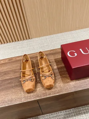 GC Suede fabric Early Spring Resort Series Horsebit Ballet Flats