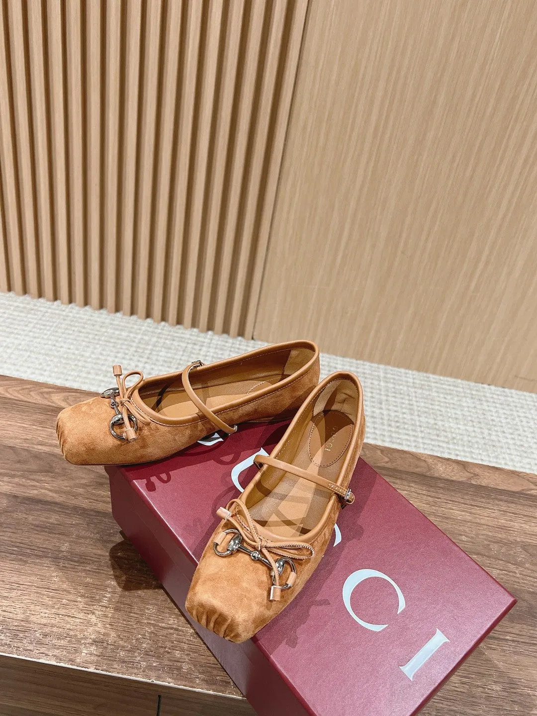 GC Suede fabric Early Spring Resort Series Horsebit Ballet Flats