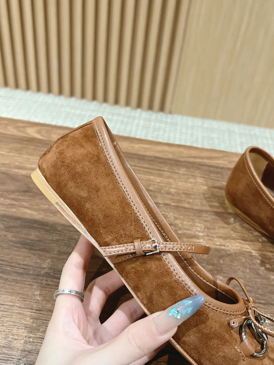 GC Suede fabric Early Spring Resort Series Horsebit Ballet Flats