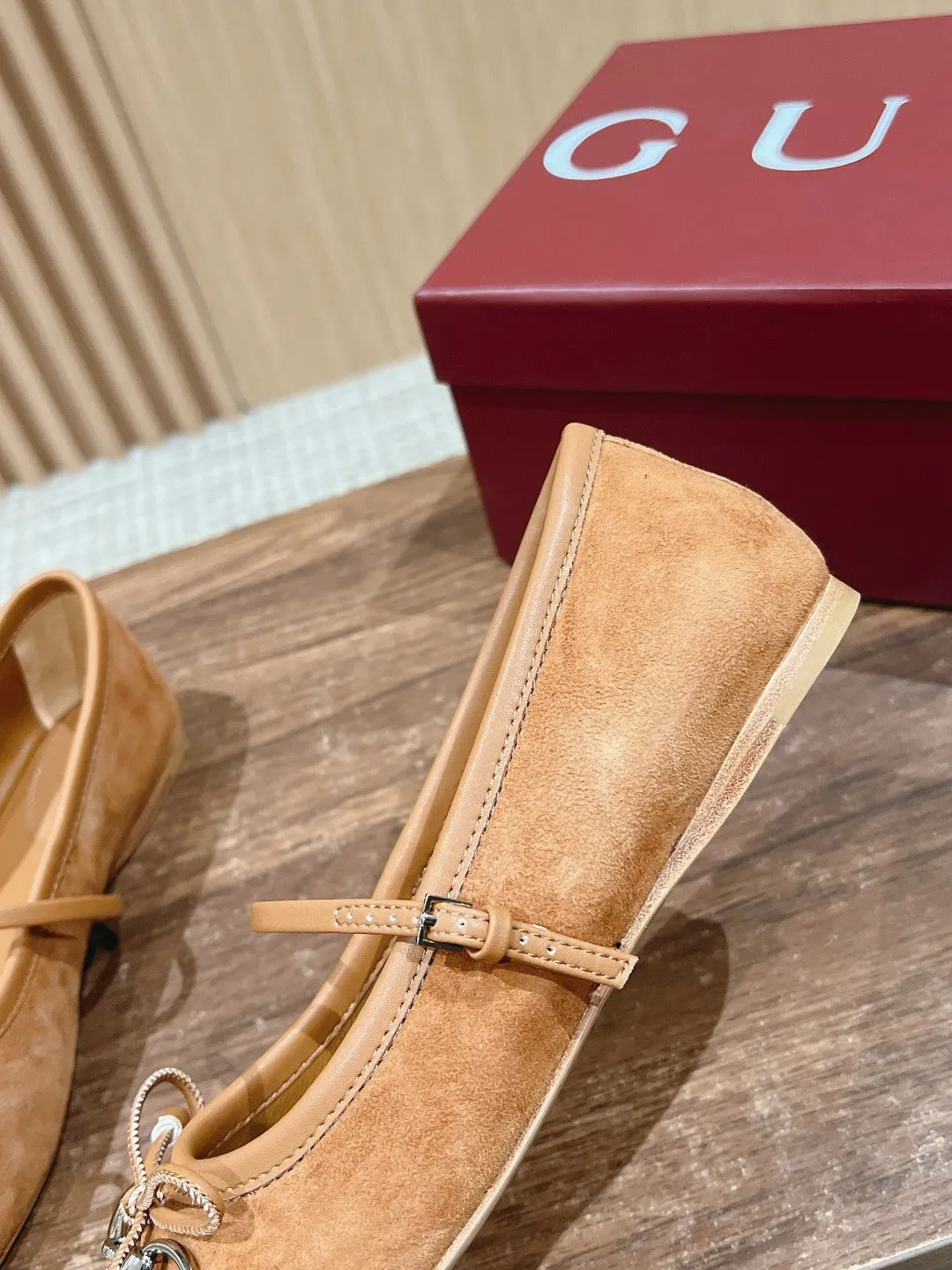 GC Suede fabric Early Spring Resort Series Horsebit Ballet Flats