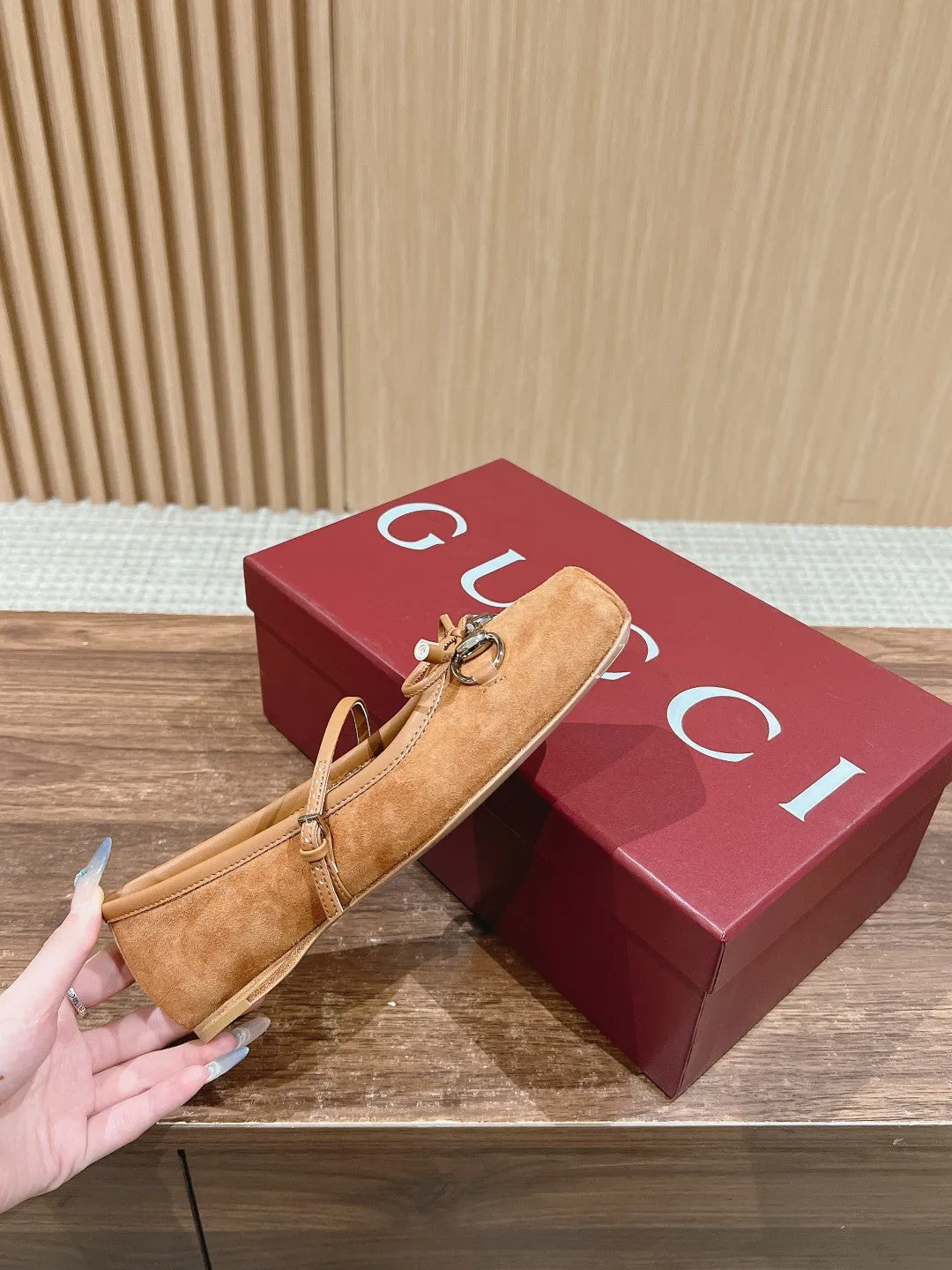 GC Suede fabric Early Spring Resort Series Horsebit Ballet Flats