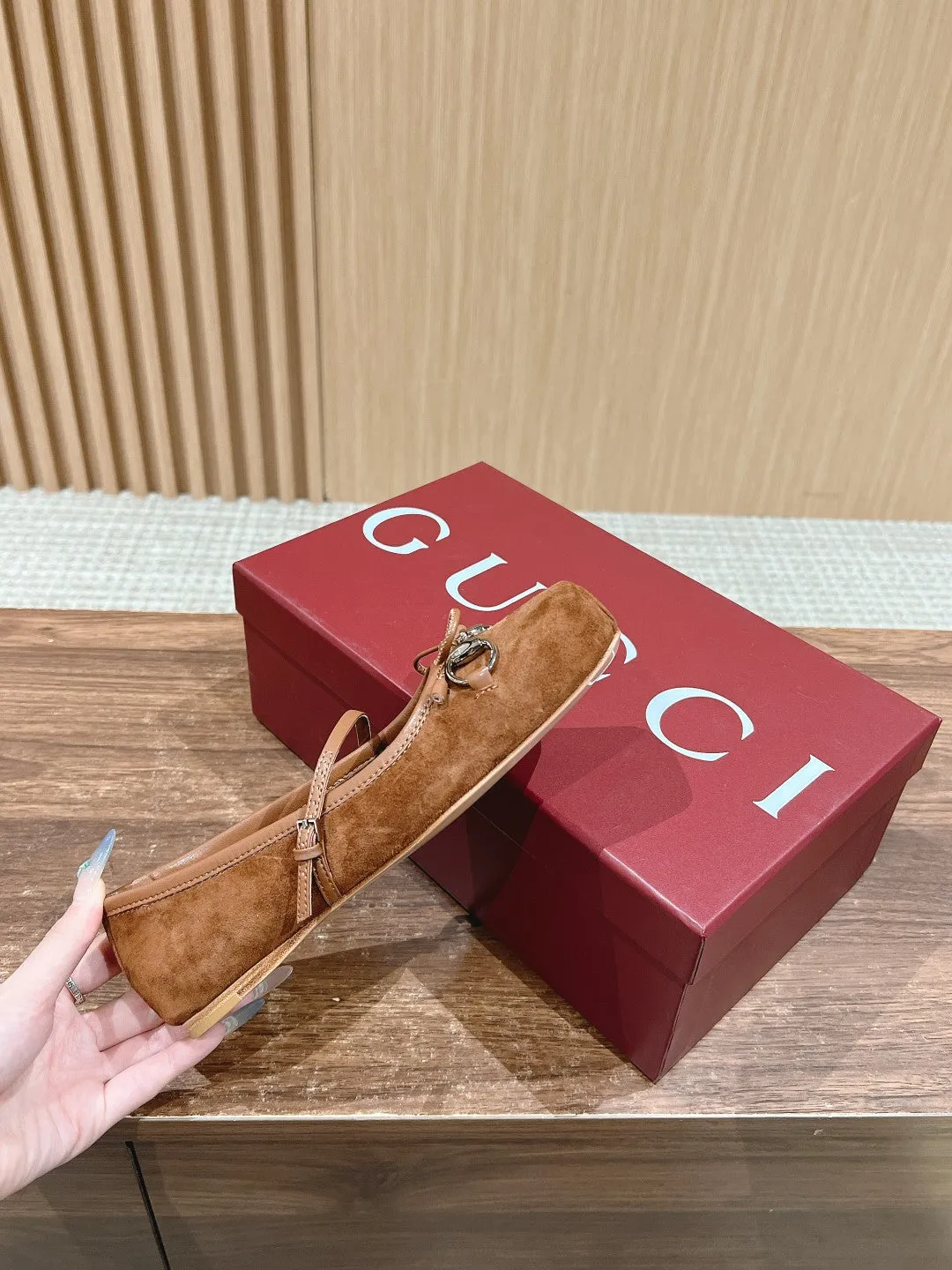 GC Suede fabric Early Spring Resort Series Horsebit Ballet Flats