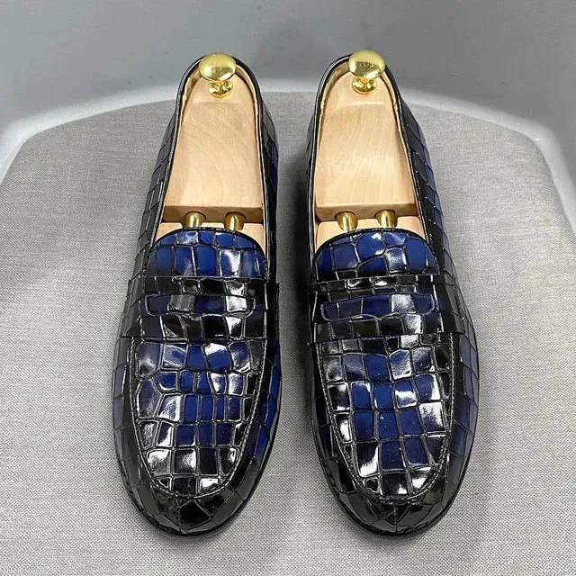 Genuine Cow Leather Male Dress Shoes Round Toe Loafer Shoes