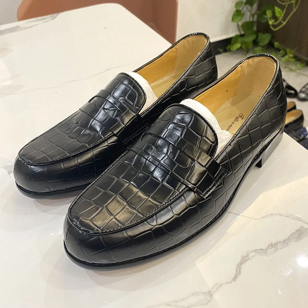 Genuine Cow Leather Male Dress Shoes Round Toe Loafer Shoes