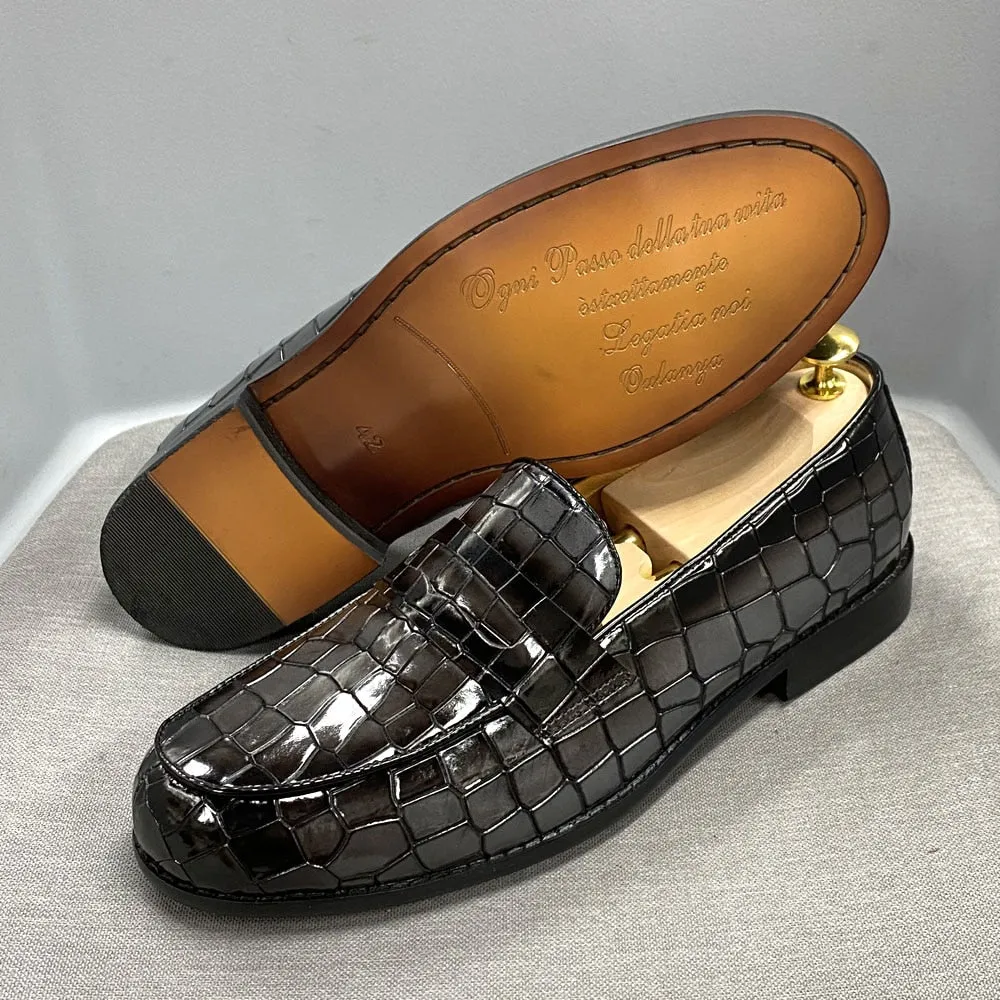 Genuine Cow Leather Male Dress Shoes Round Toe Loafer Shoes