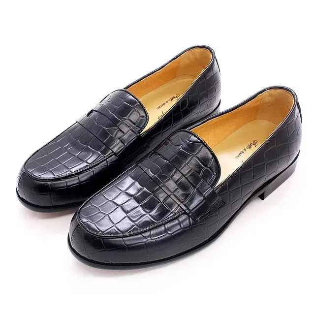 Genuine Cow Leather Male Dress Shoes Round Toe Loafer Shoes