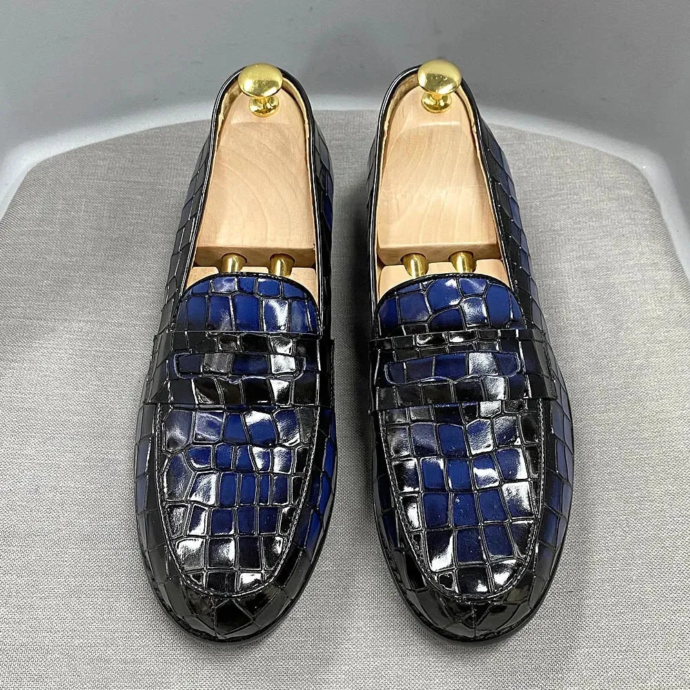 Genuine Cow Leather Male Dress Shoes Round Toe Loafer Shoes