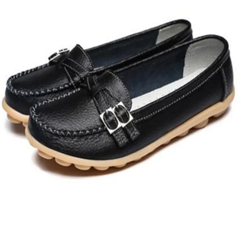 Genuine leather female models flats Peas shoes soft bottom