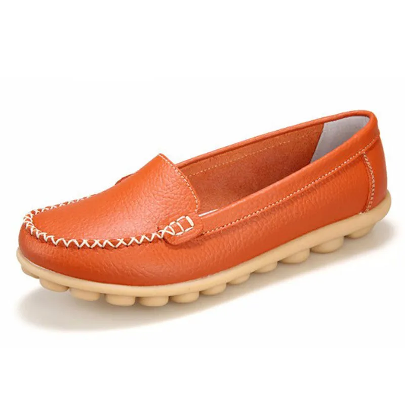 Genuine leather female models flats Peas shoes soft bottom