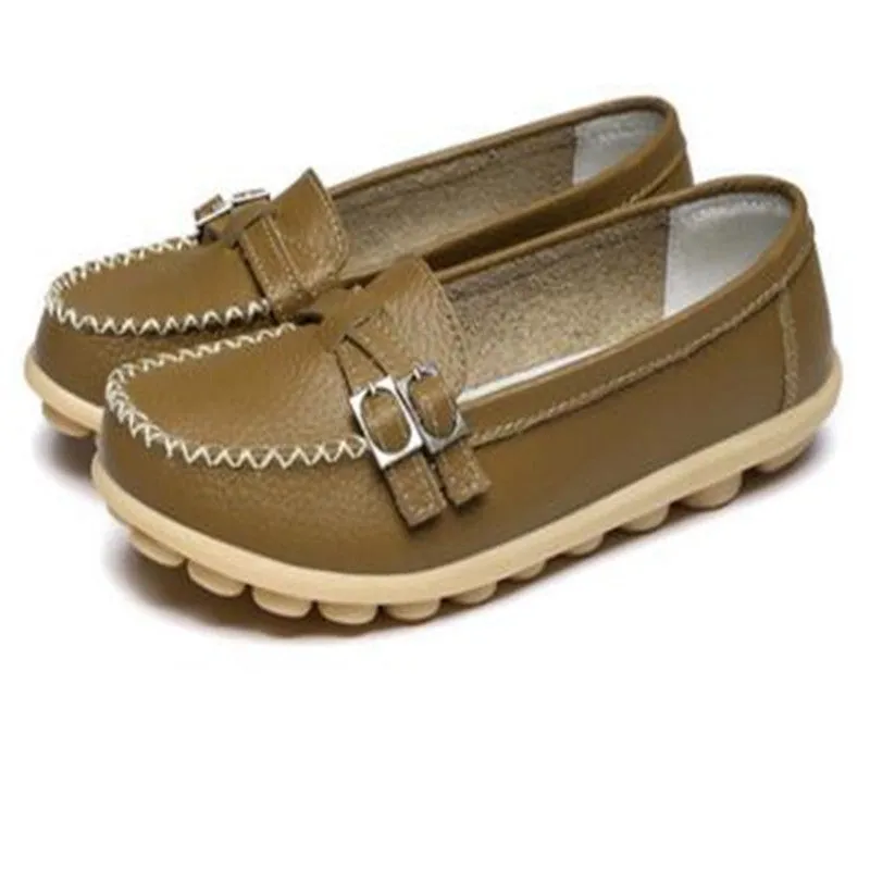 Genuine leather female models flats Peas shoes soft bottom
