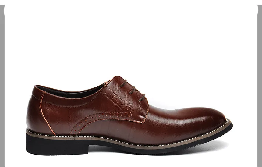 Genuine Leather Mens Dress Oxford Lace-Up Business Men Shoes