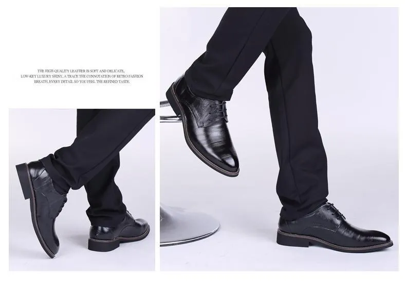 Genuine Leather Mens Dress Oxford Lace-Up Business Men Shoes