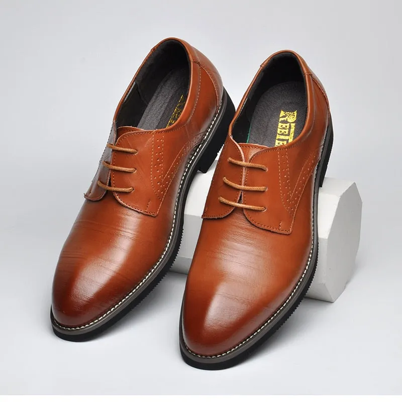 Genuine Leather Mens Dress Oxford Lace-Up Business Men Shoes