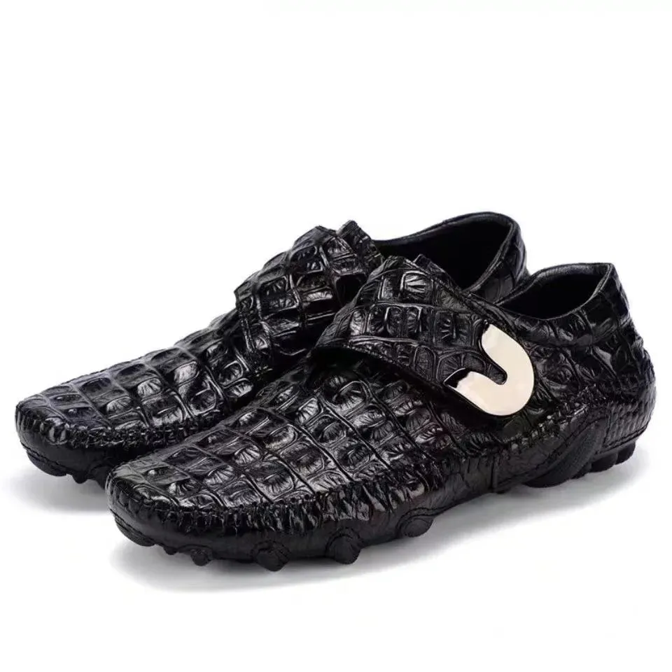 Genuine Leather Shoes Loafer - Crocodile Pattern