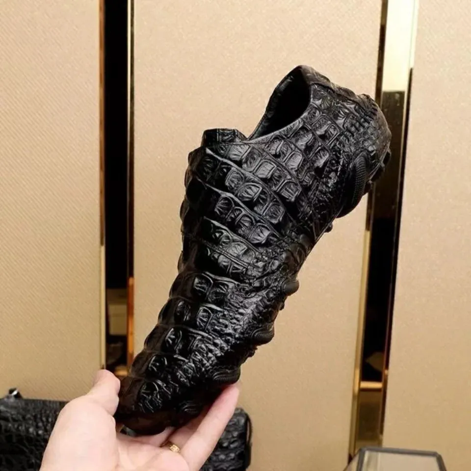 Genuine Leather Shoes Loafer - Crocodile Pattern