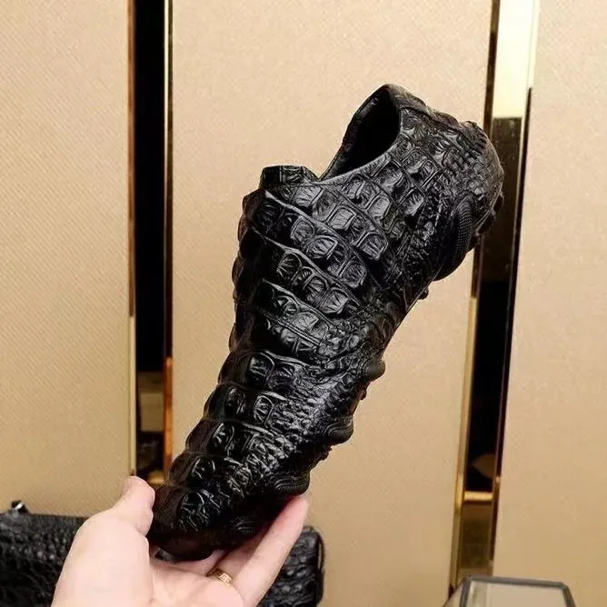 Genuine Leather Shoes Loafer - Crocodile Pattern